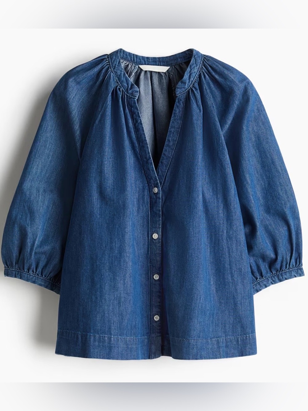 H&M BALLOON SLEEVE DENIM BLOUSE Sz M